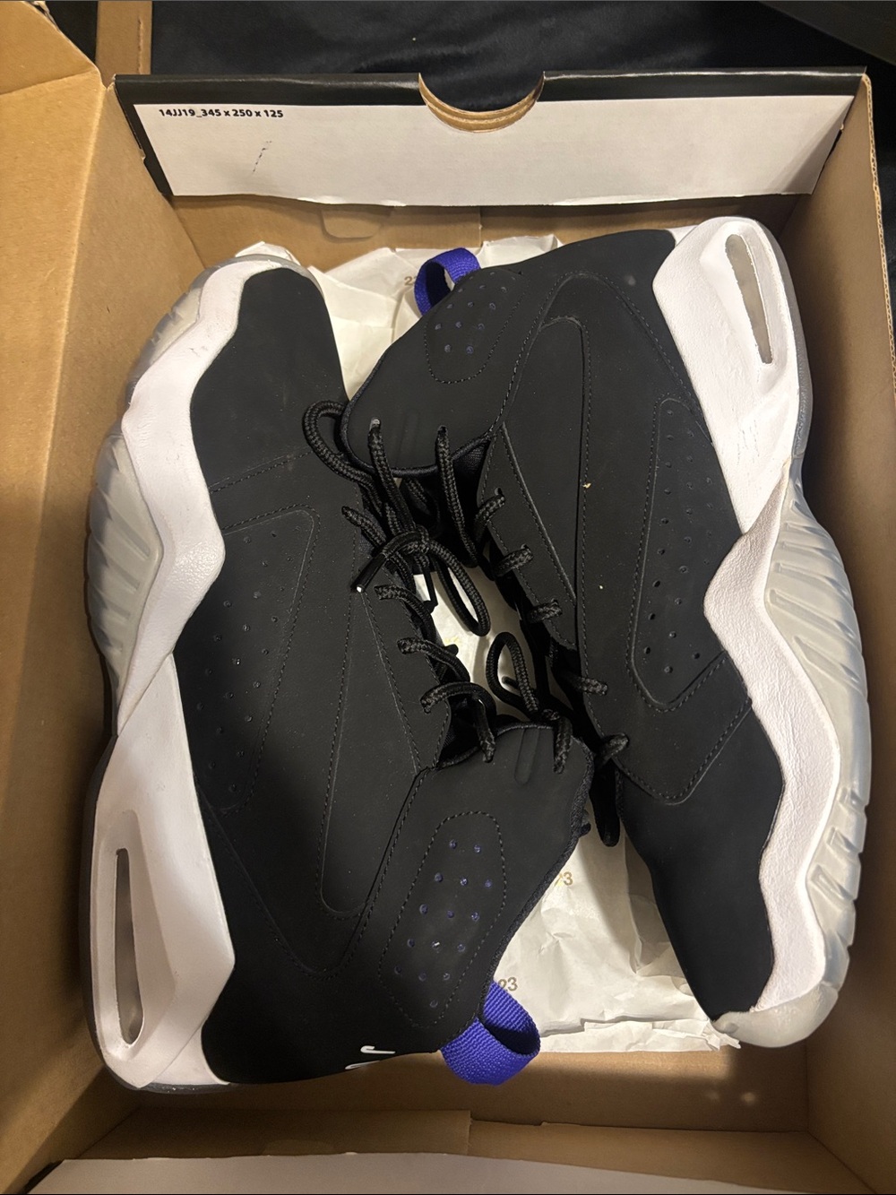 Jordan Black and White Sneakers with Purple Heel Pull